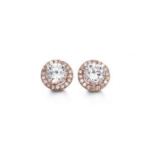 10 KT RG ROUND HALO CZ EARRINGS