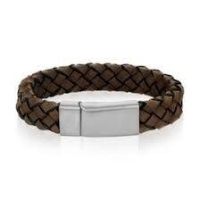 STAINLESS BROWN LEATHER STEEL CLASP BRACELET