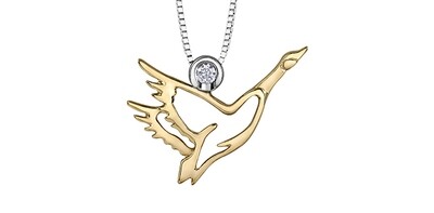 10KYG/STER CAN DIA GOOSE PENDANT