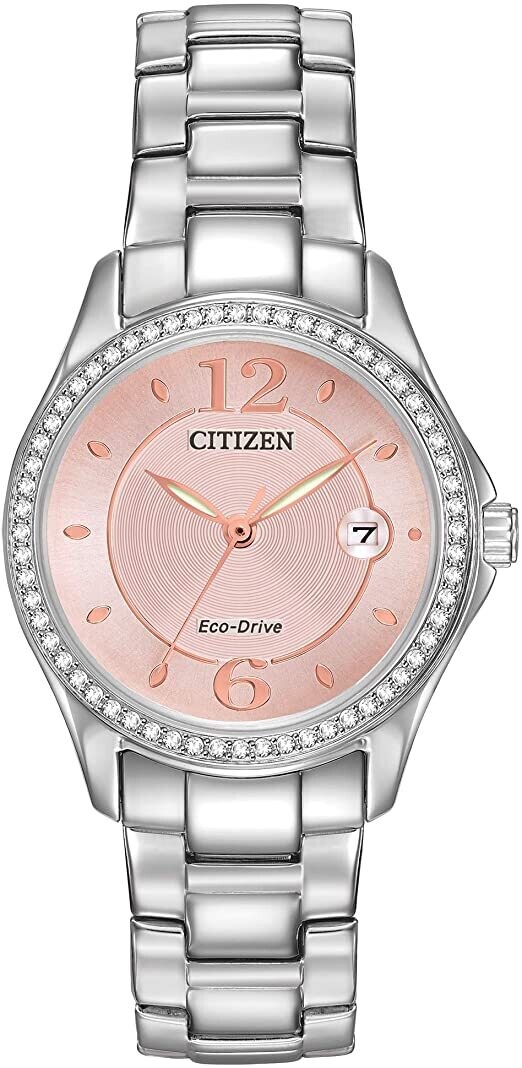 CITIZEN LDS.ECO DRIVE PINK DIAL W/CRYSTAL BEZEL