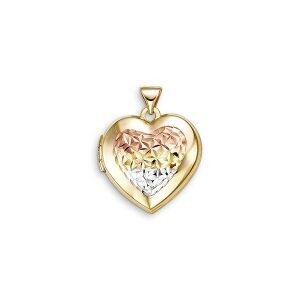 SHINY 10KT TRI TONE LOCKET HEART