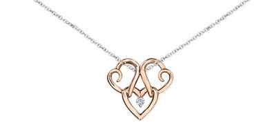 10KRG/WG CAN DIAM 3 HEART NECKLACE