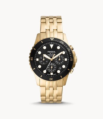 FOSSIL GNTS GOLD/TONE W/BLK DIA