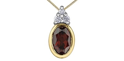 10KYG GARNET /DIA PENDANT