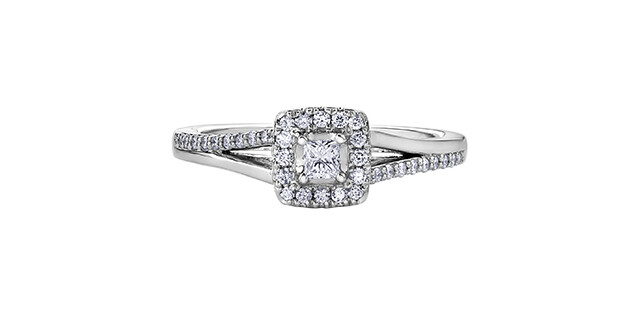 10KWG PRINCESS CUT CANADIAN DIA RING