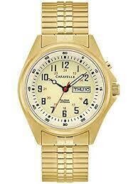 CARAVELLE GTS GOLDTONE EXPANSION WATCH W CREAM DIAL
