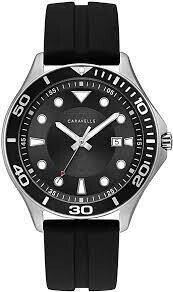 CARAVELLE GTS BLK RUBBER STRAP WATCH