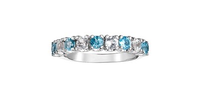 10KT WG 5 BLUE TOPAZ,4 WHT TOPAZ