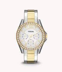 FOSSIL LDS.TWO TONE CRYSTAL BEZEL