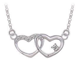 SS DOUBLE HEART CZ NECKLACE