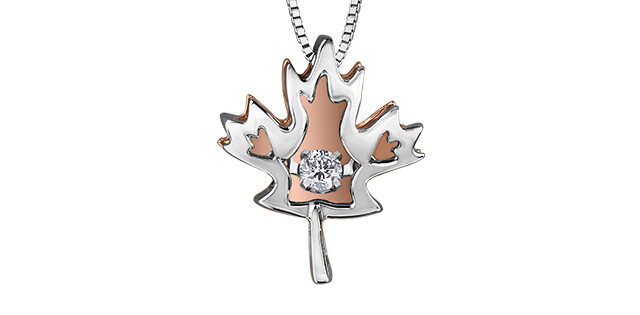 STER/10KTRG CAN MAPLE LEAF DIA PENDANT