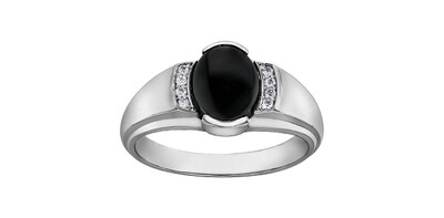 10KT WG ONYX RING W/8 FC DIA.=.072CT