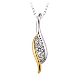 STER TWO/TONE PENDANT TRIO CZ CURVED