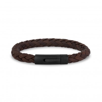 8MM SQUARE BRAIDED BROWN LEATHER BRACELET