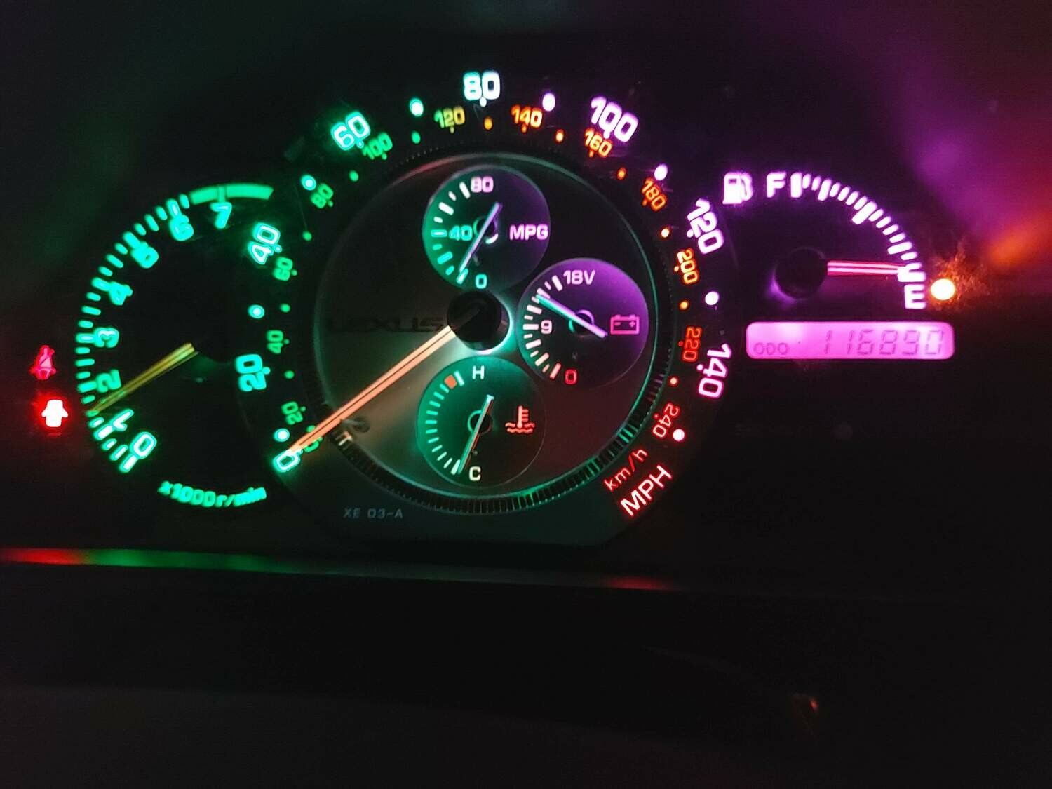 Lexus IS200 SPEEDO ONLY LED Colour Change Options
