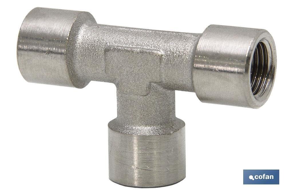 "T" HEMBRA LAT�N NIQUELADO R-1/4