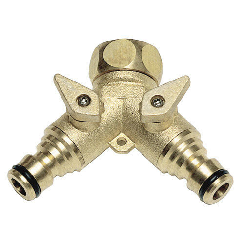 Adaptador Manguera Laton 2 tomas para Grifo 3/4