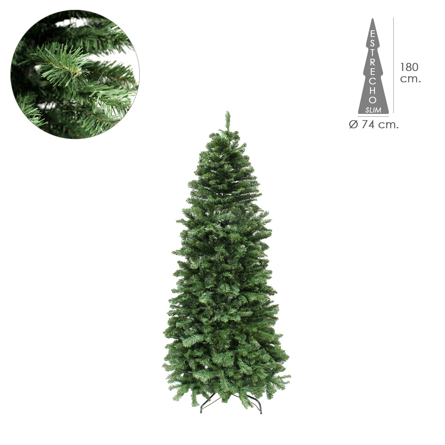 Arbol De Navidad 180 cm. Slim (estrecho) 1217 Ramas PVC
