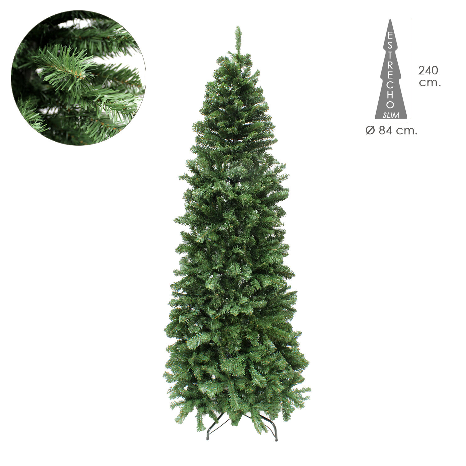 Arbol De Navidad 240 cm. Slim (estrecho) 1217 Ramas PVC