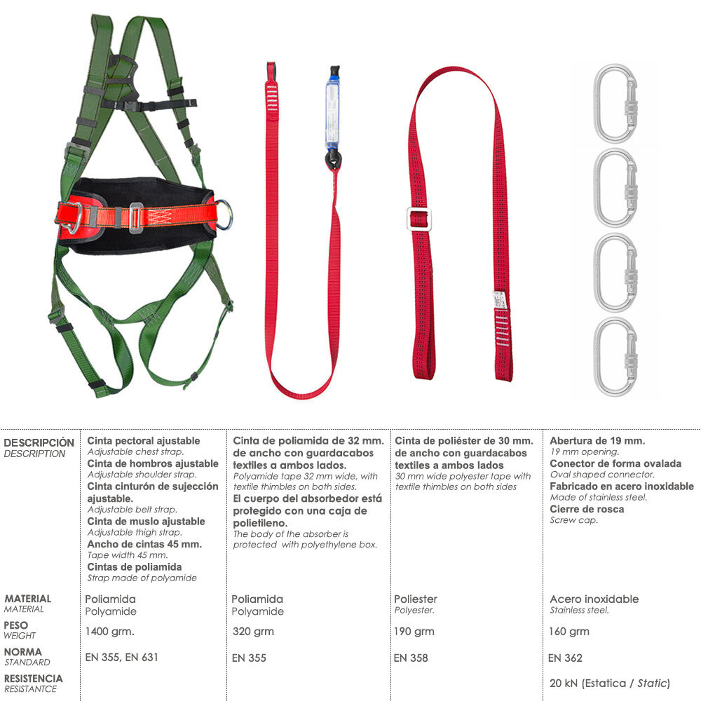 Arnes Anticaidas Kit Seguridad N� 2 (7 piezas) EN361