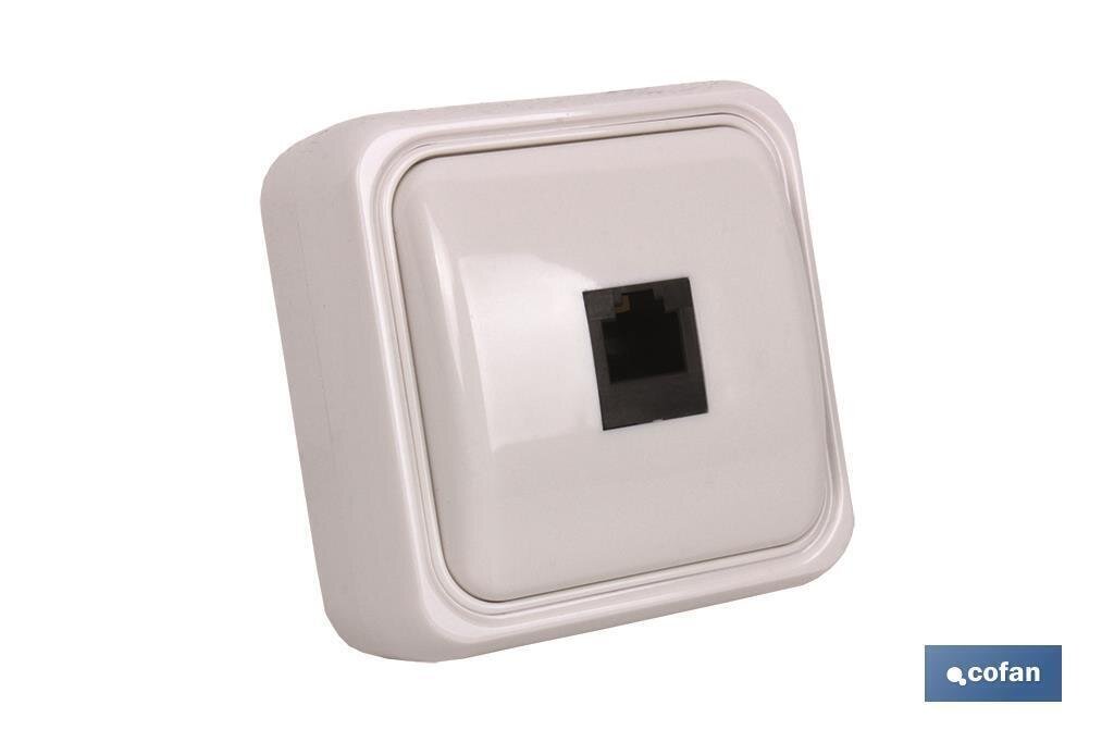 BASE TELEFONO RJ11 SUPERFICIE BLANCO MODELO ATLANTIS