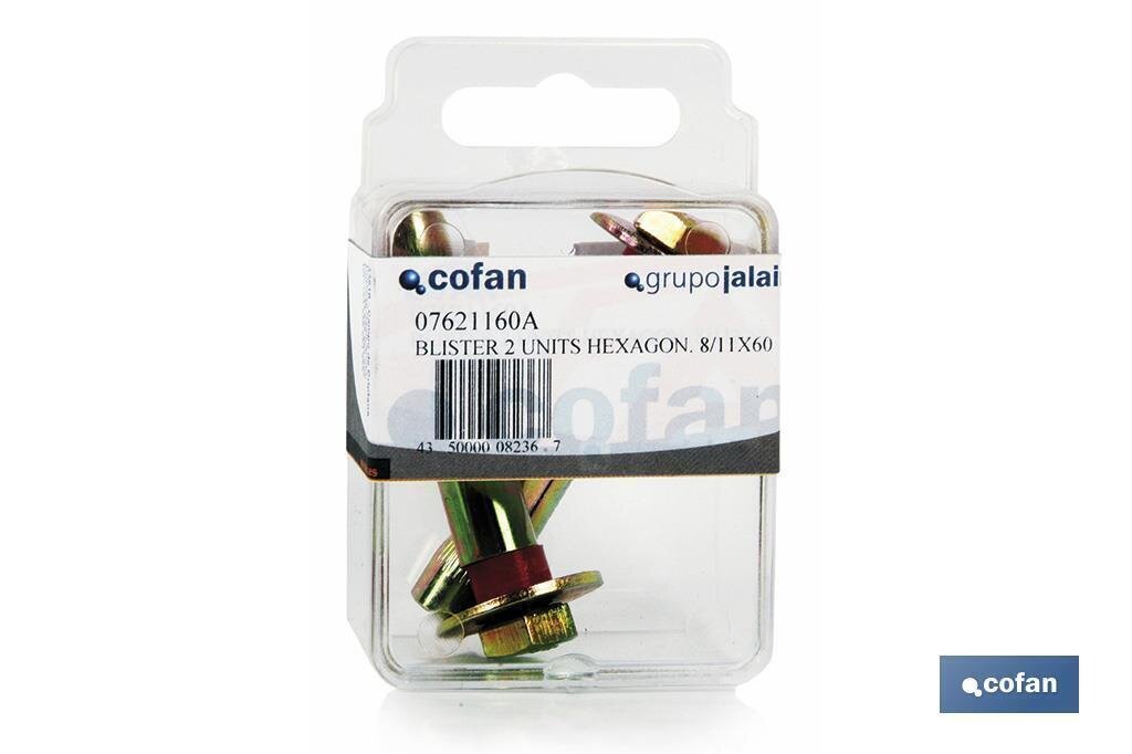 BL�STER DE 2 UDS. TACO DE METAL HEXAGONAL 6/8X45 VENTA UNITARIA