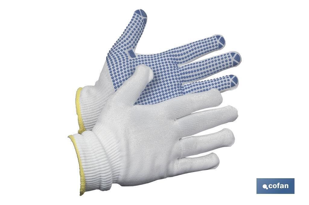 BL�STER DE GUANTE 100 % DE NYLON CON PUNTOS DE PVC TALLA 8 VENTA UNITARIA