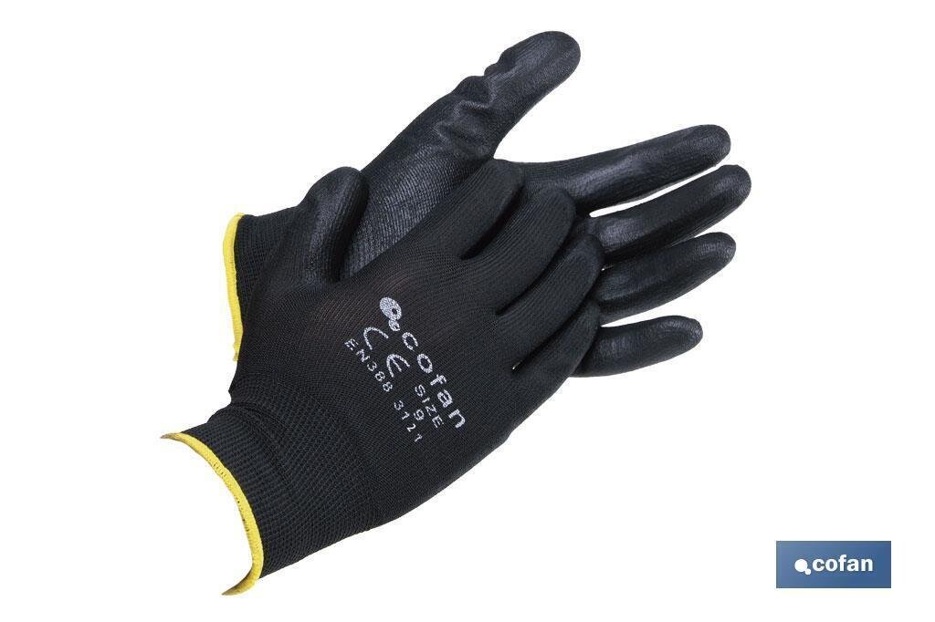 BL�STER DE GUANTE DE POLI�STER 100 % IMPREGNADO DE PU NEGRO TALLA 6 VENTA UNITARIA