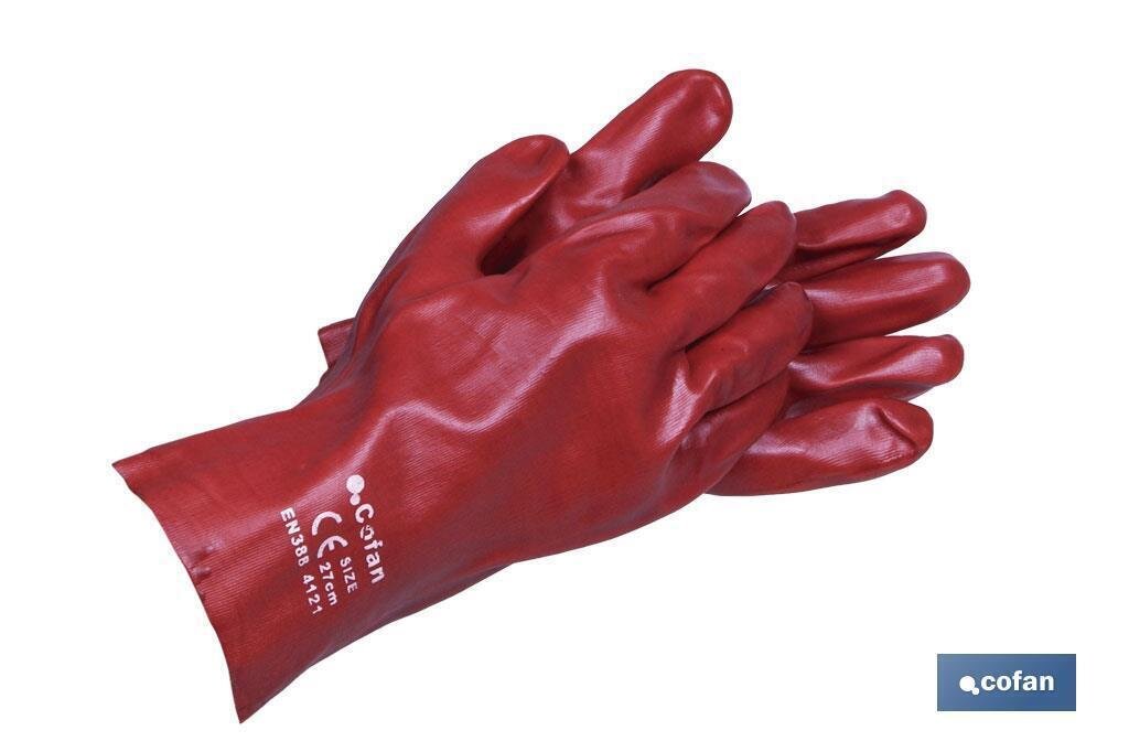 BL�STER DE GUANTE DE PVC ROJO 27 CM VENTA UNITARIA