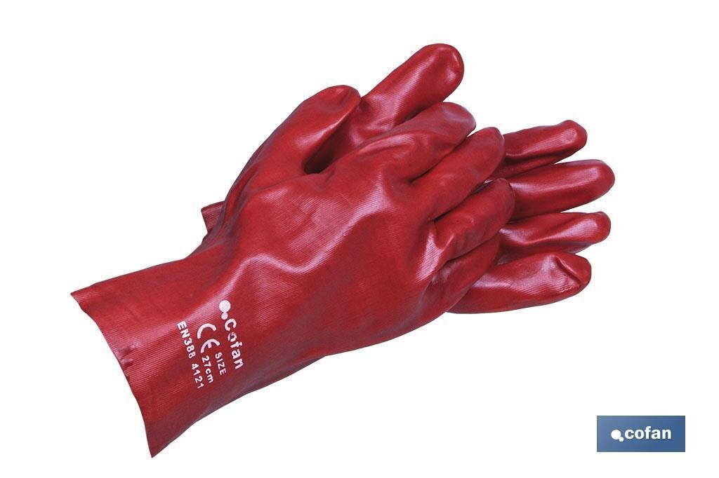 BL�STER DE GUANTE DE PVC ROJO 35 CM VENTA UNITARIA