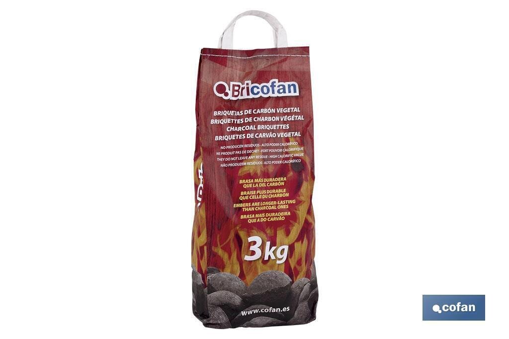 BOLSA BRIQUETAS CARBON VEGETAL 3 KGS