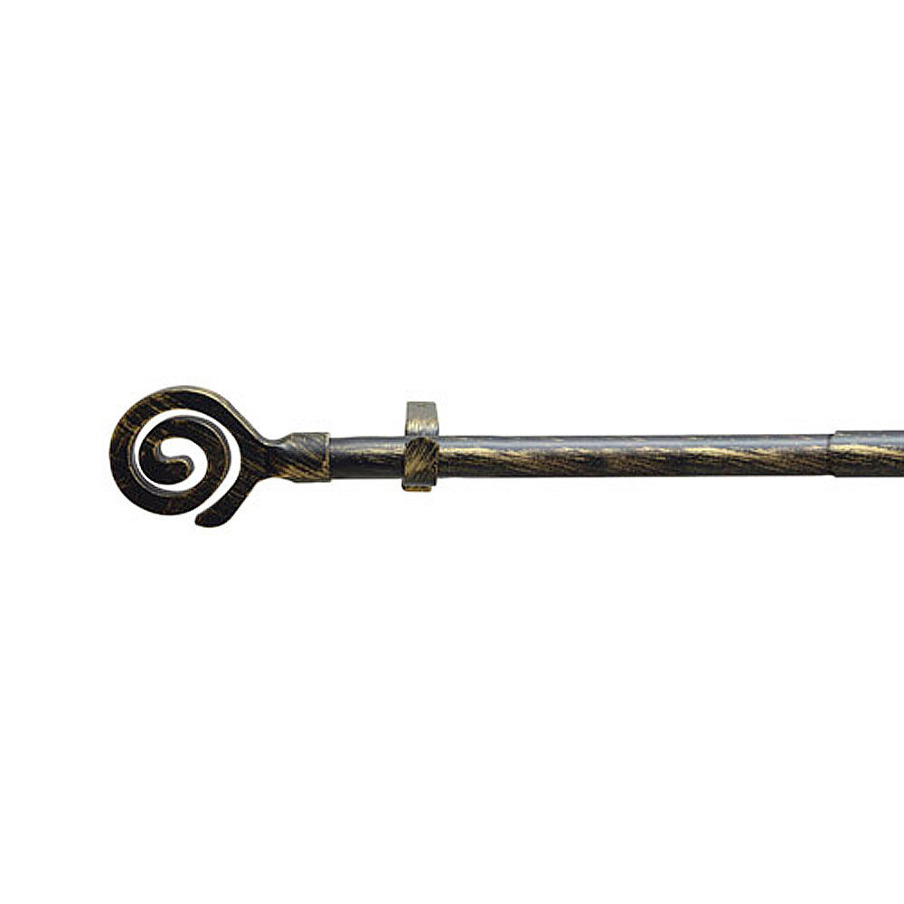 Barra Cortina Extensible Metal � 19 mm. Extensible 1,1 / 2,0 Metros Negro Dorado Espiga Sin Anilla
