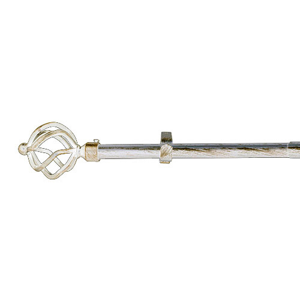 Barra Cortina Extensible Metal � 19 mm. Extensible 2,0 / 3,8 Metros Marfil Oro Pi�a Sin Anillas