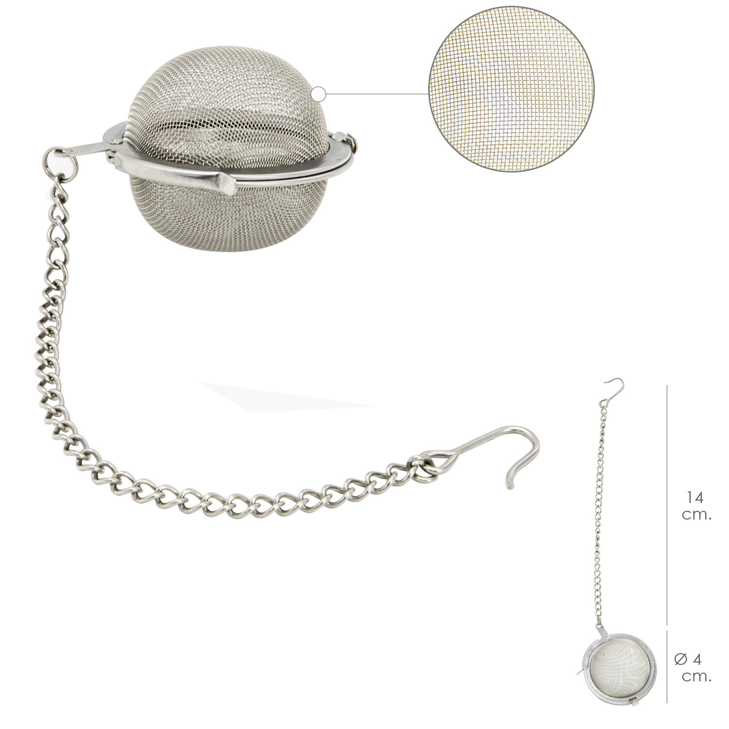 Bola De Te Acero Inoxidable Filtro De Malla � 4 cm. Con Cadena