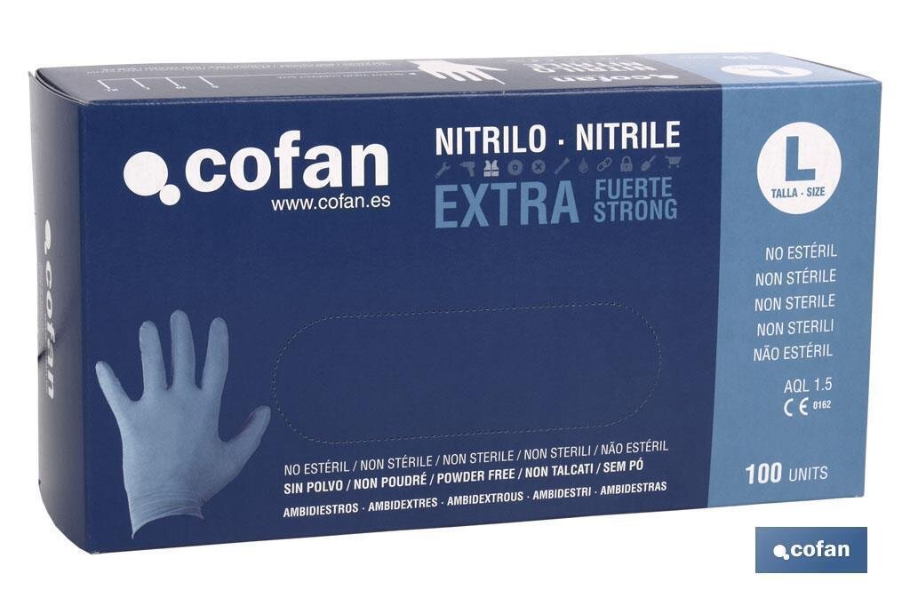 CAJA 100 UDS. GUANTES NITRILO "EXTRA FUERTE" T - XL