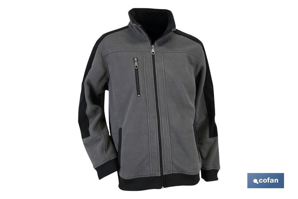 CHAQUETA POLAR "WALKER" 370gms/m GRIS-NEGRO TALLA S