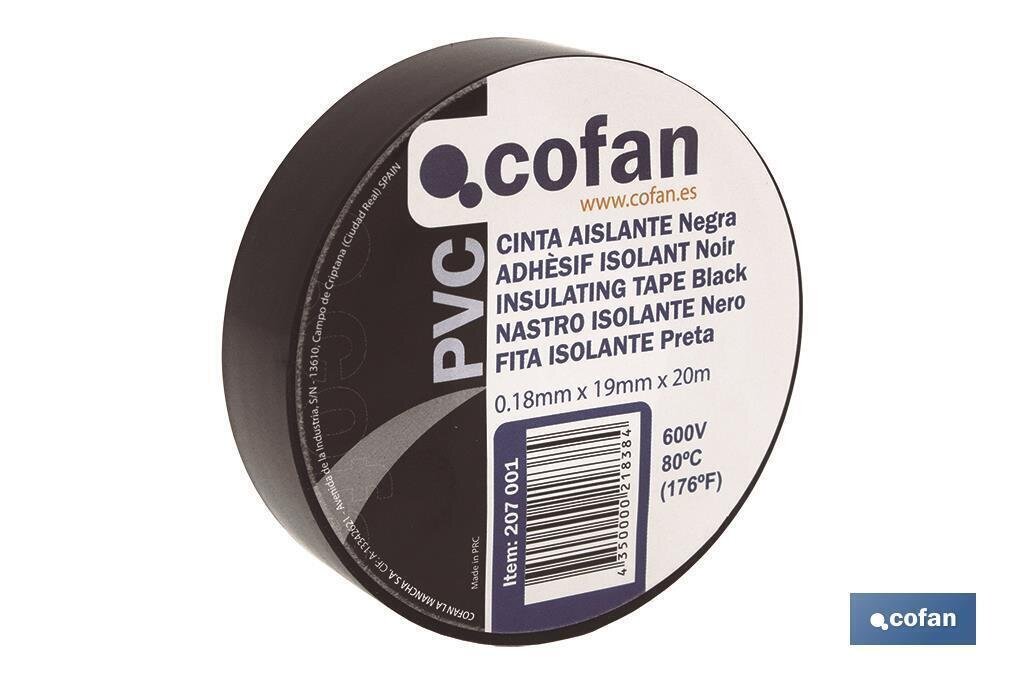 CINTA AISLANTE 180 Micras NEGRA 19mmX20 Metros "venta unitaria"