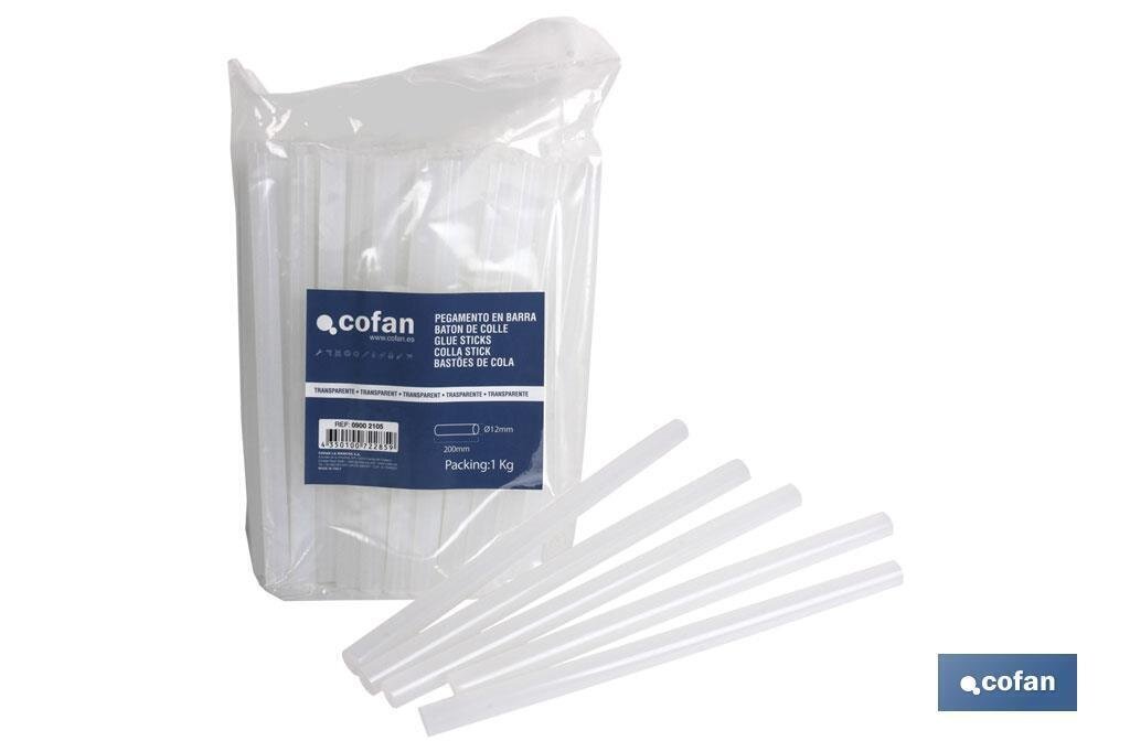 COLA TERMOFUSIBLE BARRAS �12/200MM TRANSP. 1KG