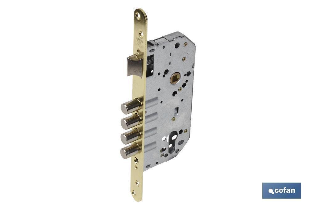 Cerradura Embutir 4 B-Cuadrada+cerradero D85 E50 Lat�n (P/Madera)