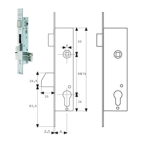 Cerradura Tesa 2219/25/3ai