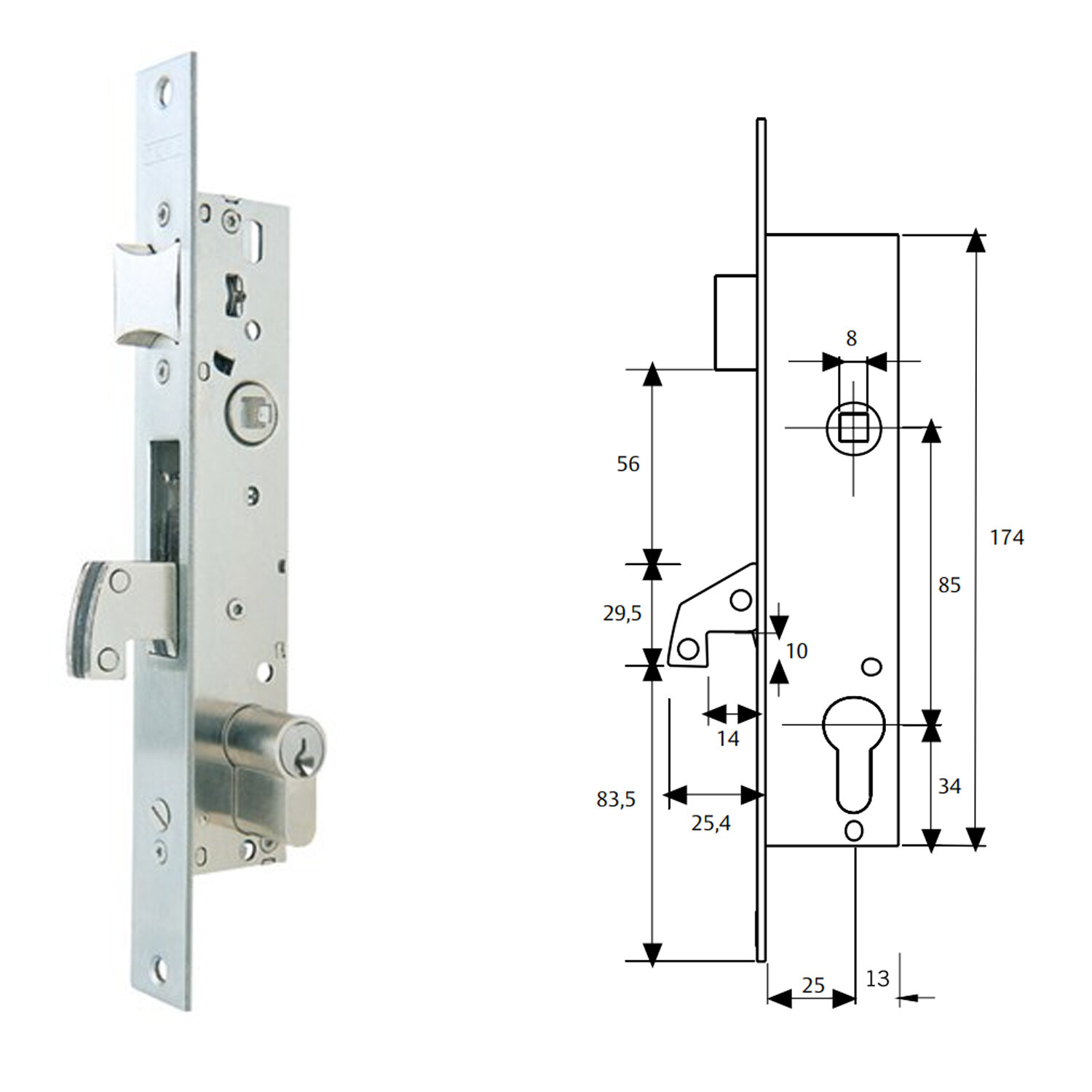Cerradura Tesa 2240 25 Acero Inoxidable
