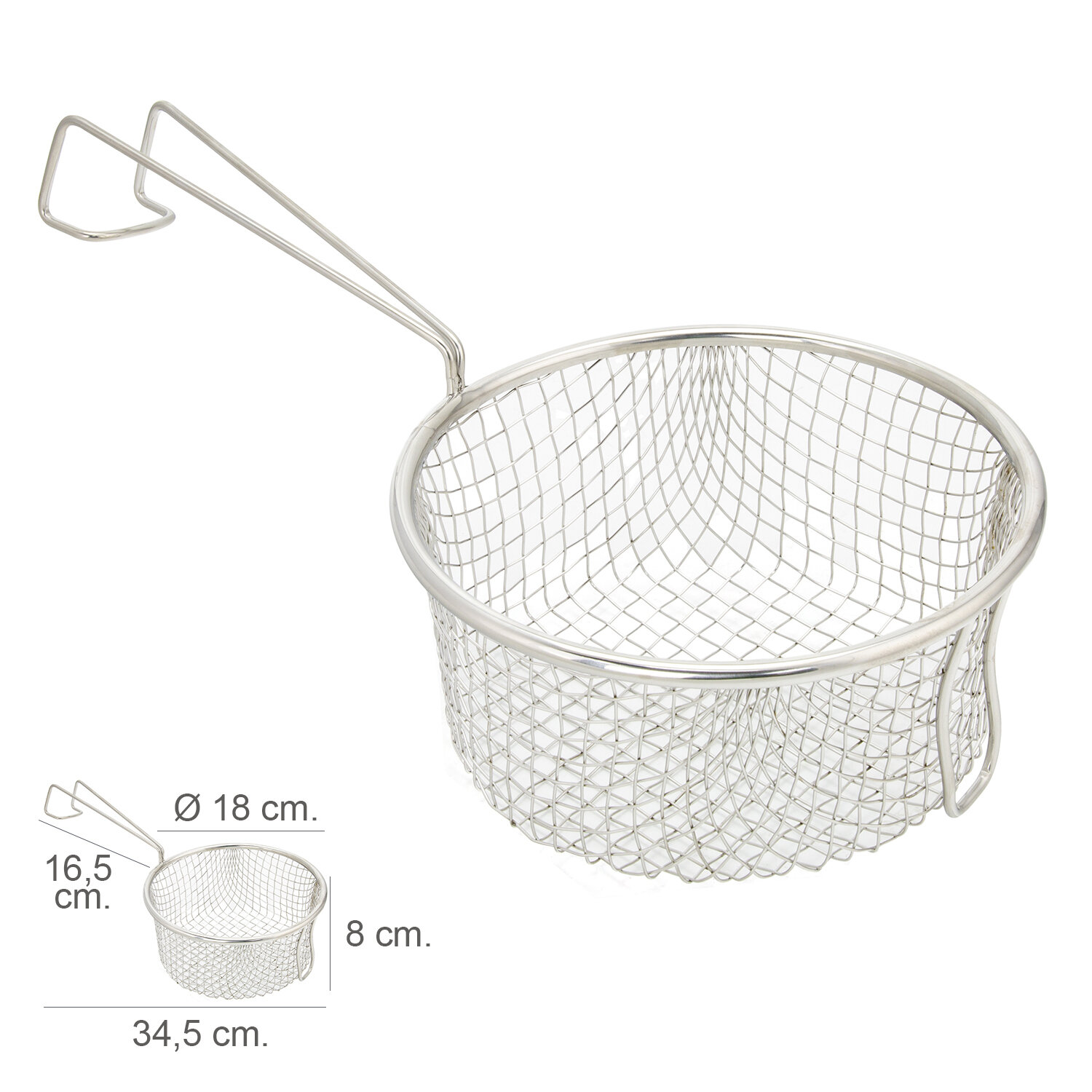 Cesta Freir Acero Inoxidable Con Mango � 18 cm.