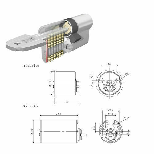 Cilindro Tesa Seguridad T6TS 40 Leva Corta Cilindro Redondo