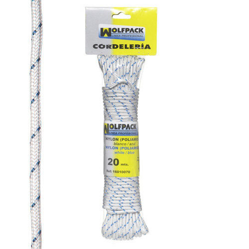 Cuerda Nylon Alta Tenacidad Blanca / Azul (Madeja 20 m.)