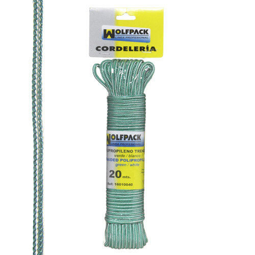 Cuerda Trenzada Polipropileno Blanca / Verde (Madeja 20 m.)