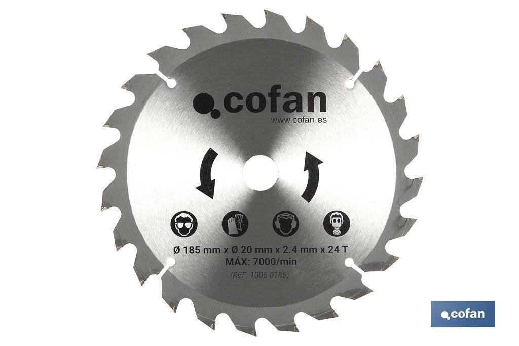 DISCO CORTE PARA MADERA �185mm x 20mm x 2.4mm x 24T
