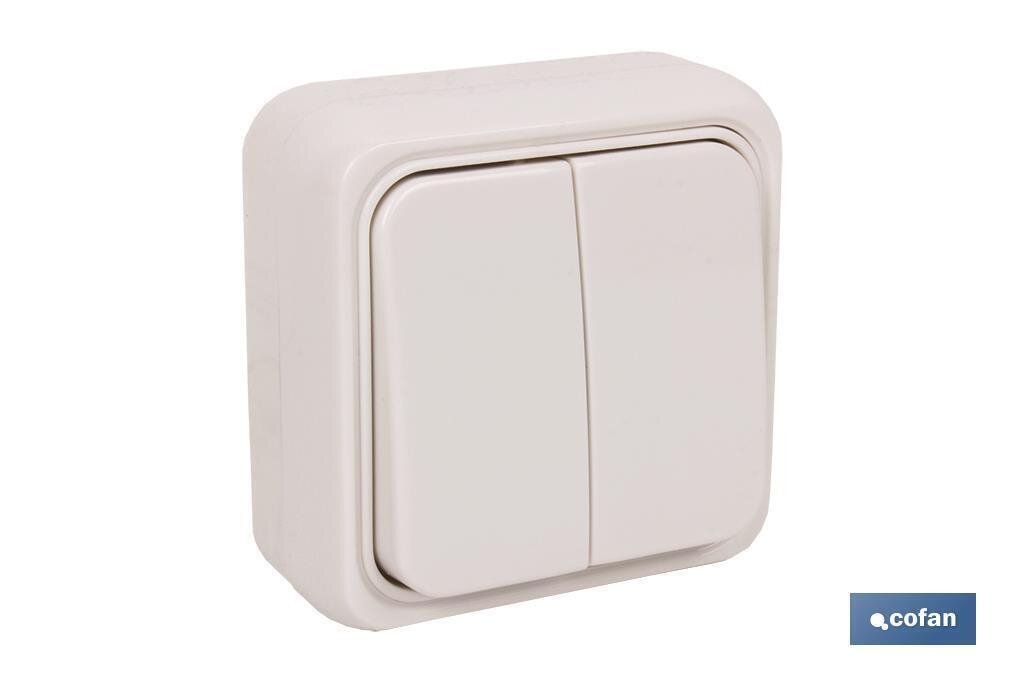 DOBLE INTERRUPTOR SUPERFICIE  MODELO ATLANTIS10A BLANCO