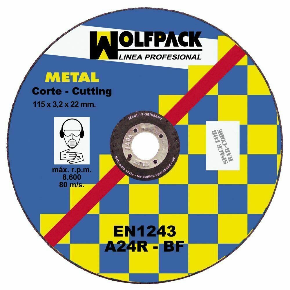 Disco Corte Abrasivo Metal 115x3,2x22 mm.