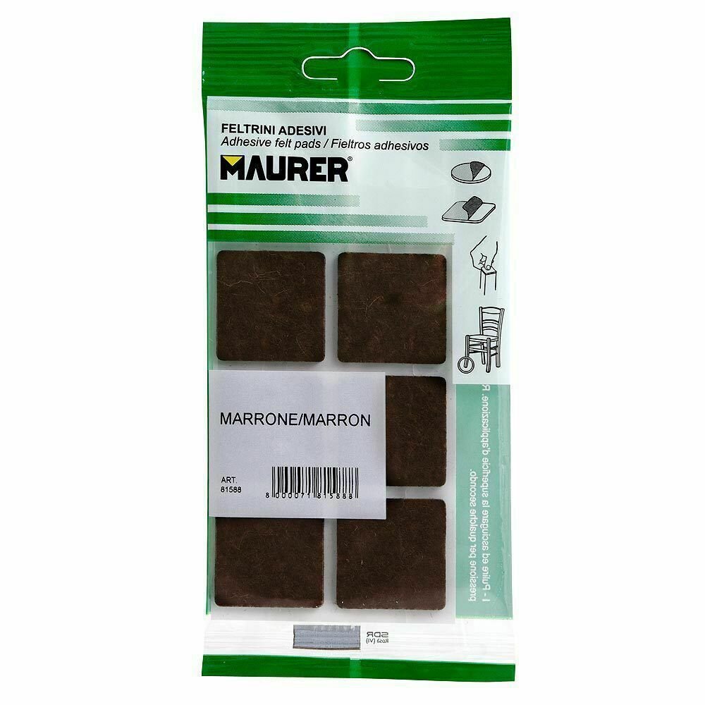 Fieltro Adhesivo 30 x 30 mm (Blister  6 Piezas) Marr�n