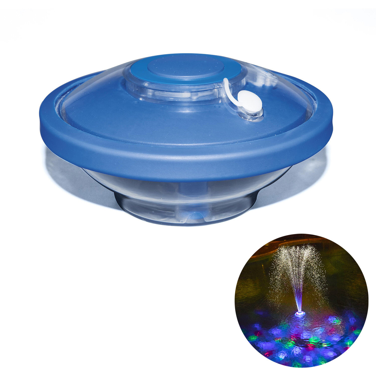 Fuente Flotante Para Piscinas Con Leds Multicolor Con Bateria de Litio Ø 18,5 cm.